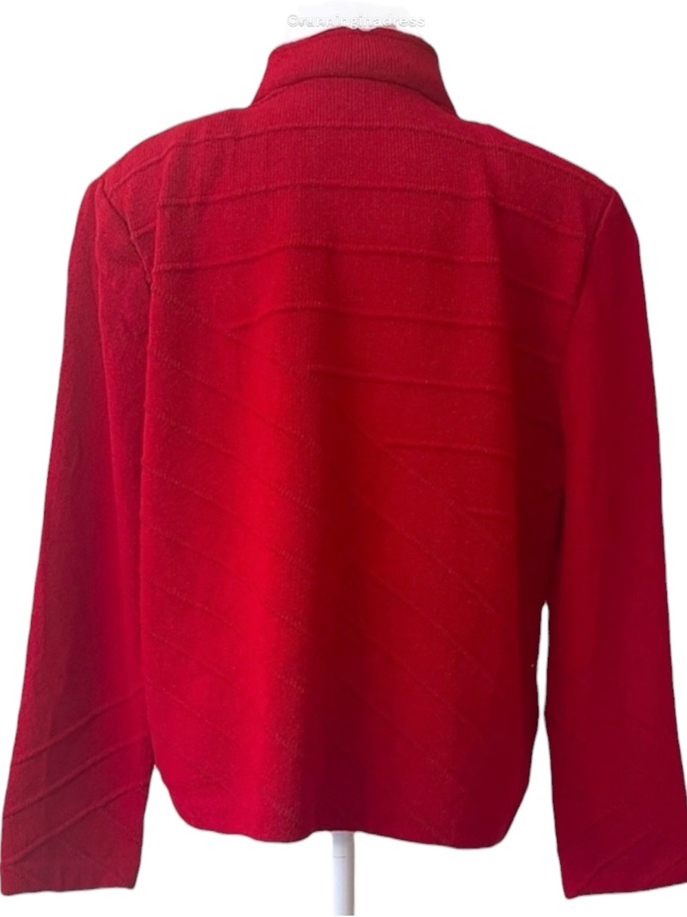 St John Collection Red Santana Knit Zip Jacket 12 Vintage Marie Gray Mock Neck - Picture 3 of 15